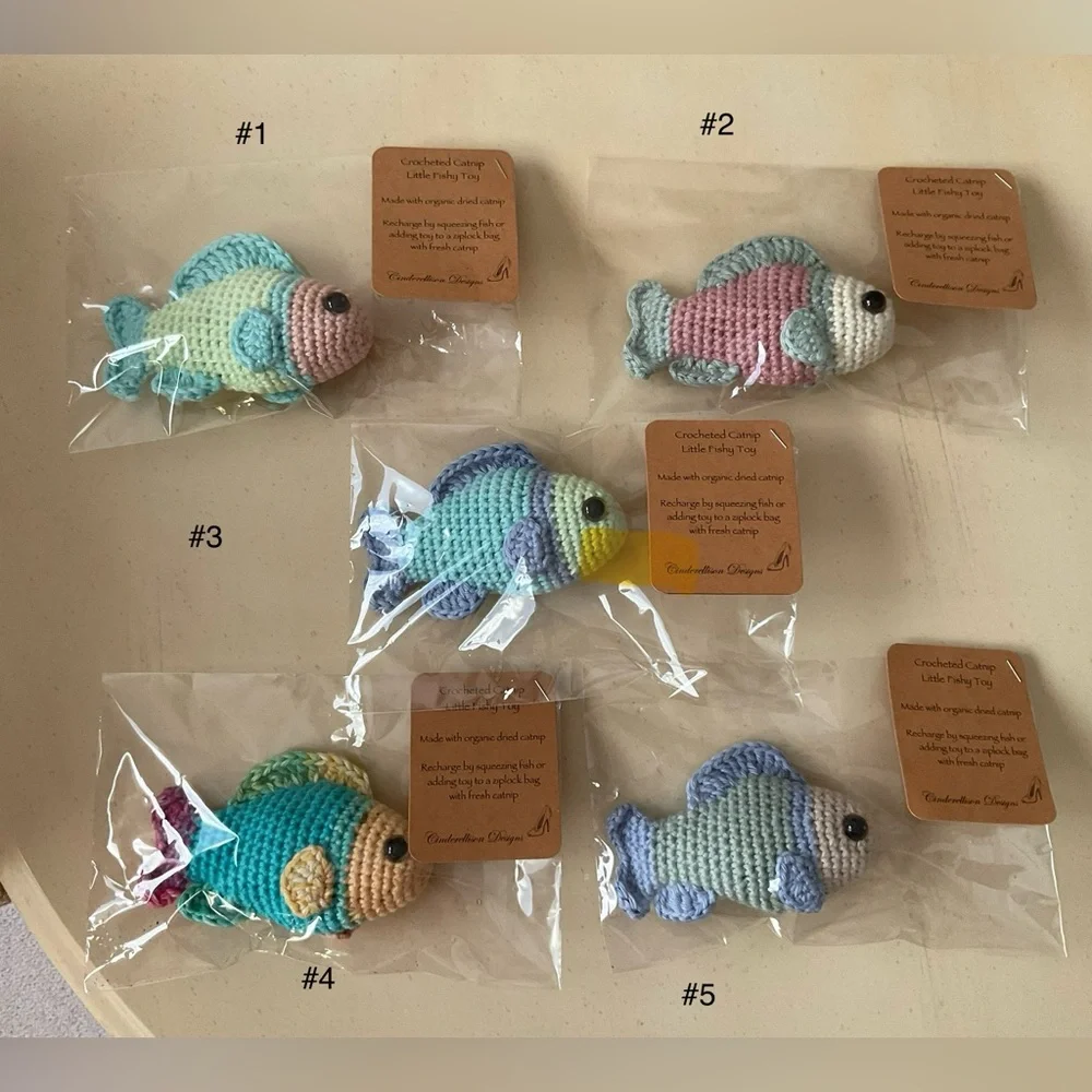 Hand Crocheted Kitty Cat Catnip Filled Fish Toy 🐟 🐠